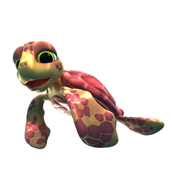 Full character design of a turtle for the Amazing Gaming Fish Hunter game promotional video
